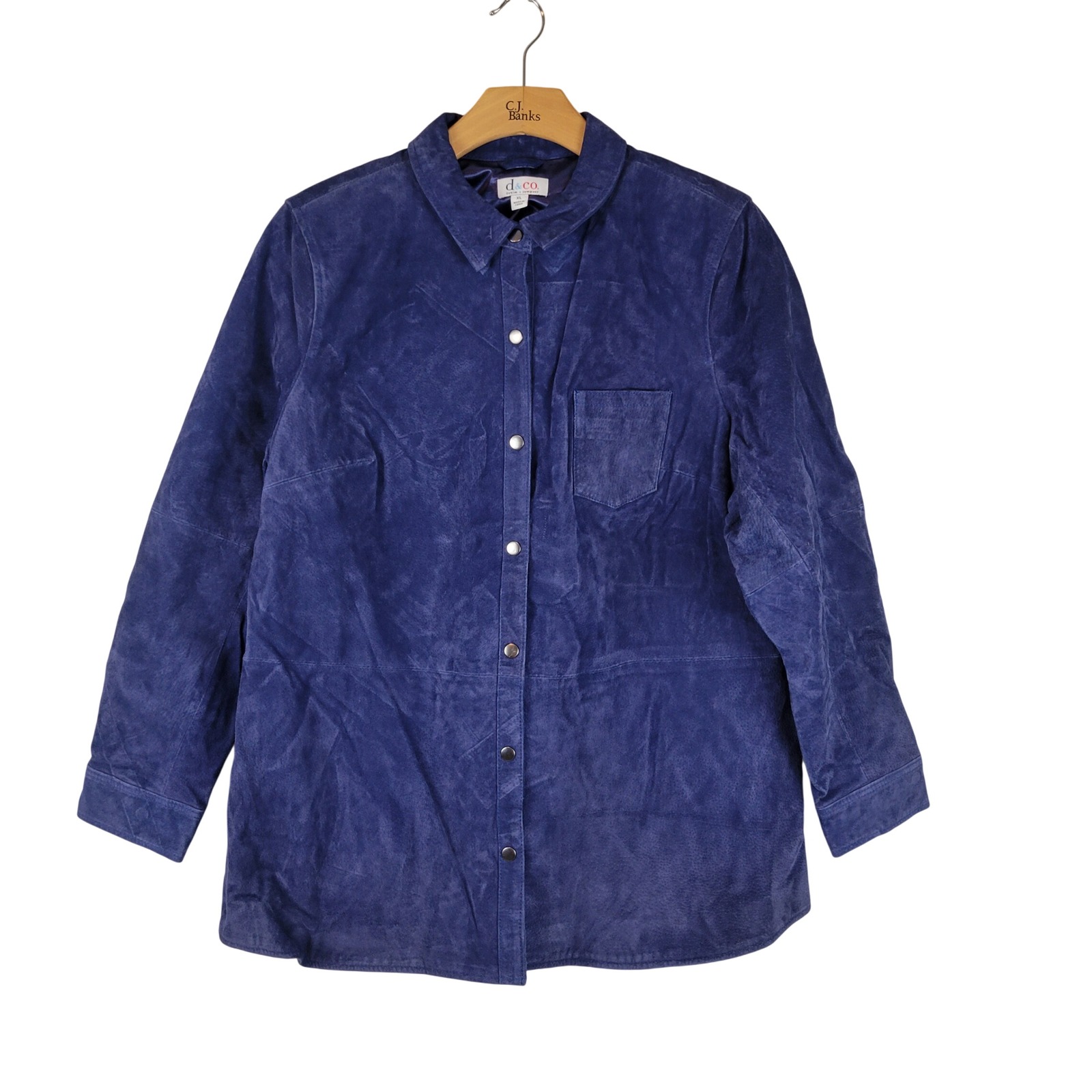 Vintage D&Co Suede Jacket Shacket Blue Purple Size Extra Large
